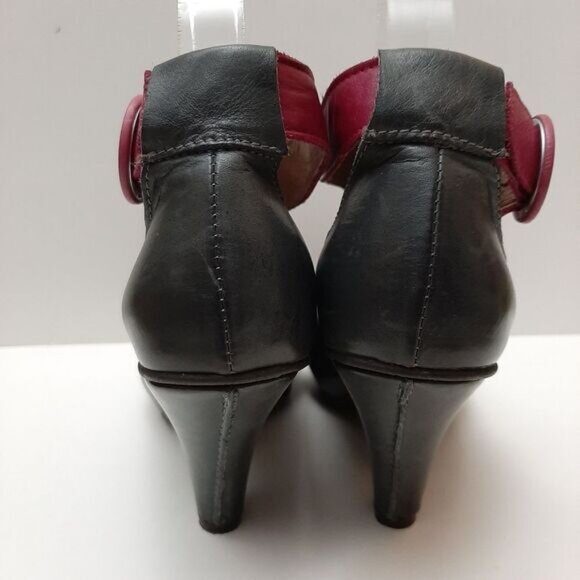 CHANII B Criss-Cross Straps Open Toe Low Platform Cone Heels Grey & Pink Sz 7 - Picture 8 of 15